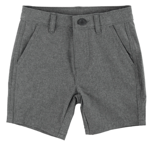 Ruffle Butts Heather Harbor Gray Hybrid Shorts