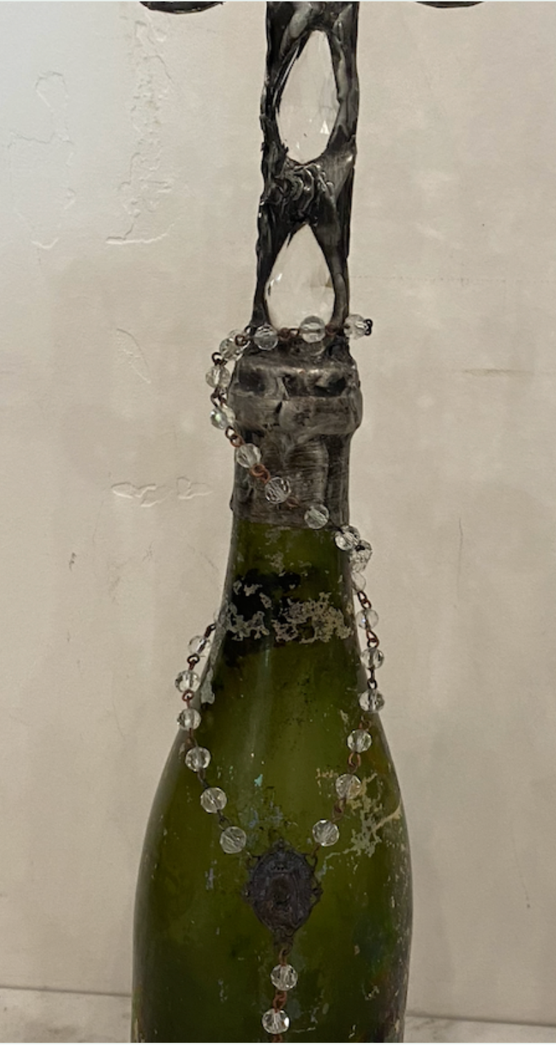 Vintage Antique Green Tall Bottle