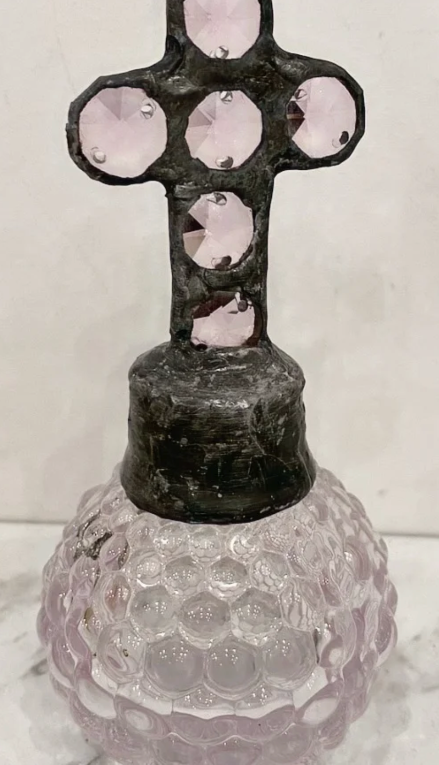 Vintage Antique Pink Cross Small Bottle