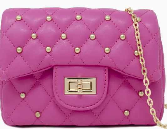 Zomi Gem Hot Pink Classic Quilted Stud Mini Bag