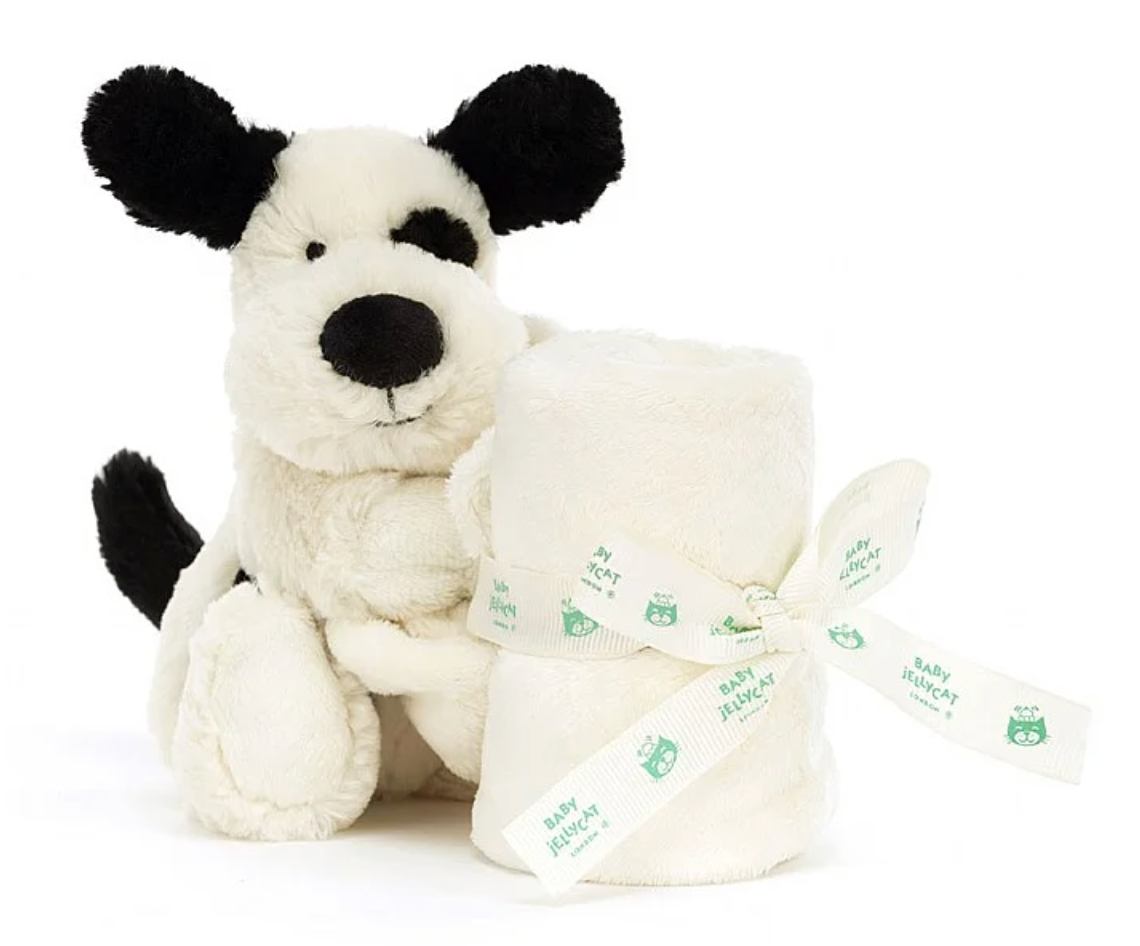 Bashful Black & Cream Puppy Jellycat Soother