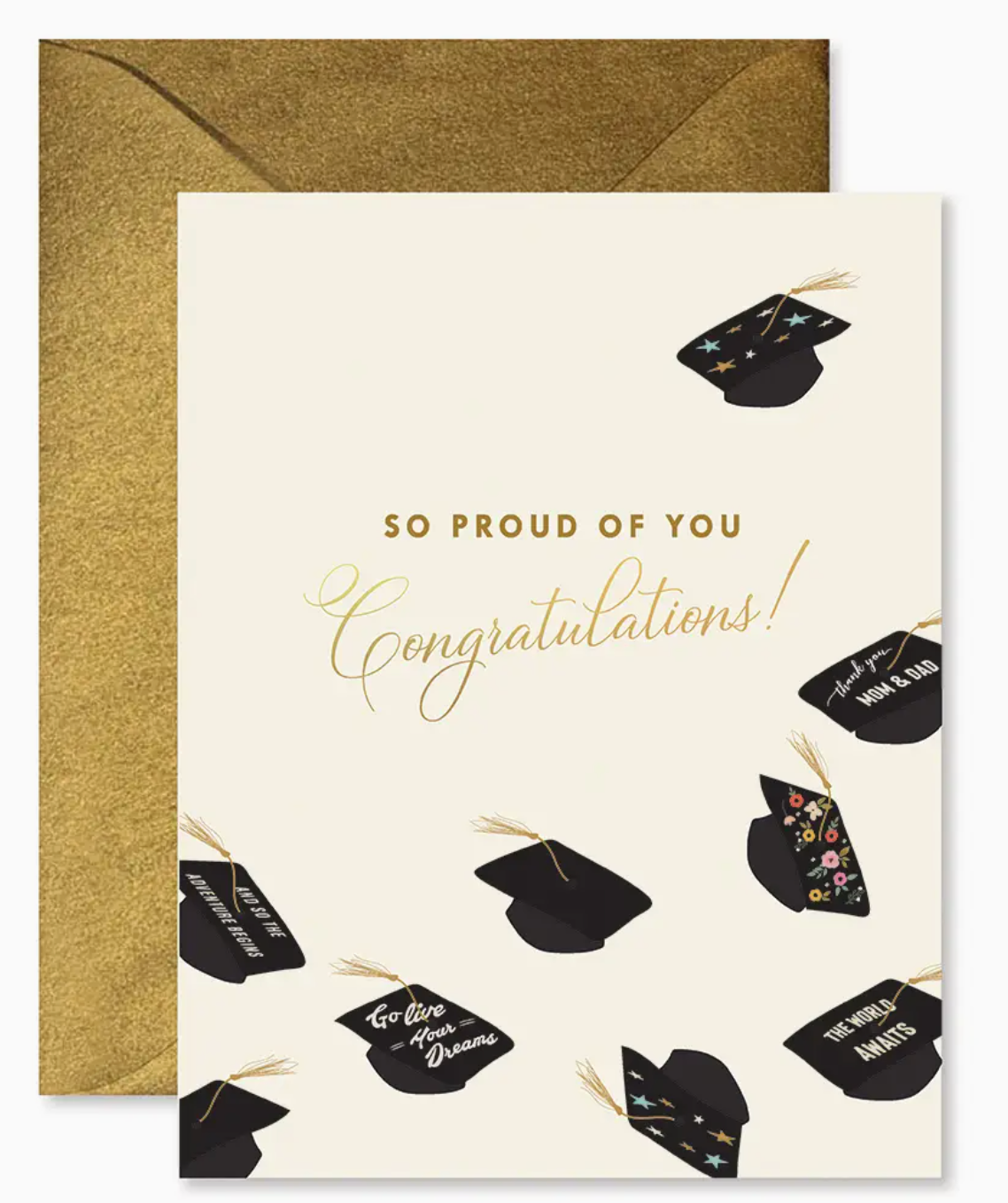 Ginger Design Flying Hats Graduation Greeting Card