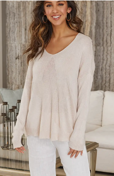 Milio Milano Light Pink  Soft Knit Star Logo Drop Shoulder Sweater