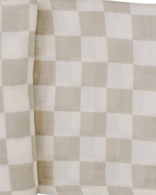 Mebie Baby  Taupe Checkered Muslin Swaddle