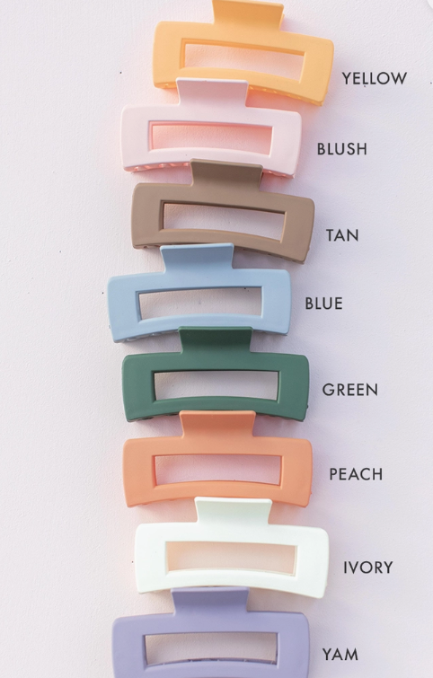 Matte Rectangle Hair Clip: Peach