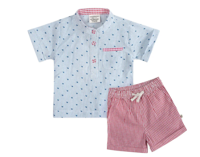 Cayden Ditsy Heart Baby Top + Shorts (Organic)