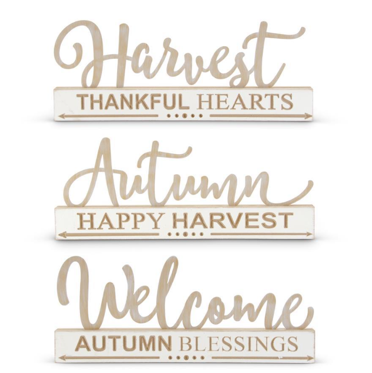 Assorted Engraved Wood Harvest Inspirational Tabletop Signs