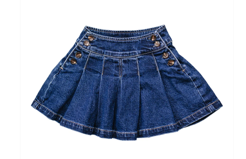 Denim Pleated Skirt