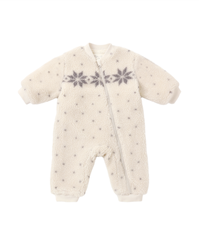SHEARLING BABY JUMPSUIT NATURAL FAIR ISLE