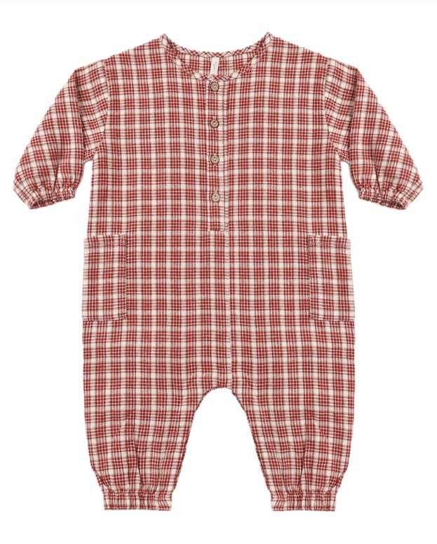RELAXED WOVEN JUMPSUIT VINTAGE PLAID
