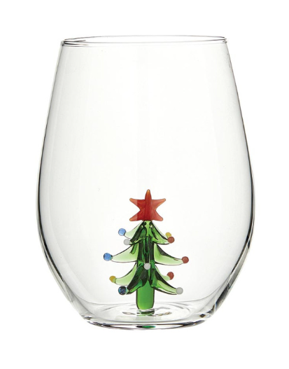 Figurine Wine Glass - Christmas Tree