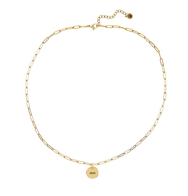 Link Chain Charm Necklace - XOXO