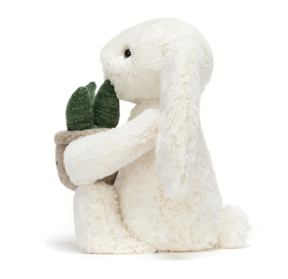 Cream Bunny with Plant