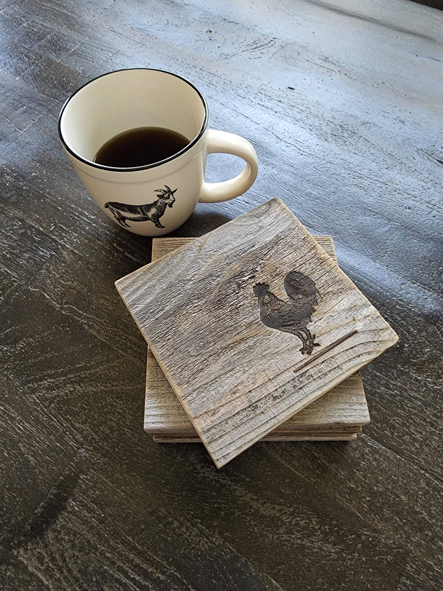 Reclaimed Wood Coasters (Set of 4) - Farm Animals