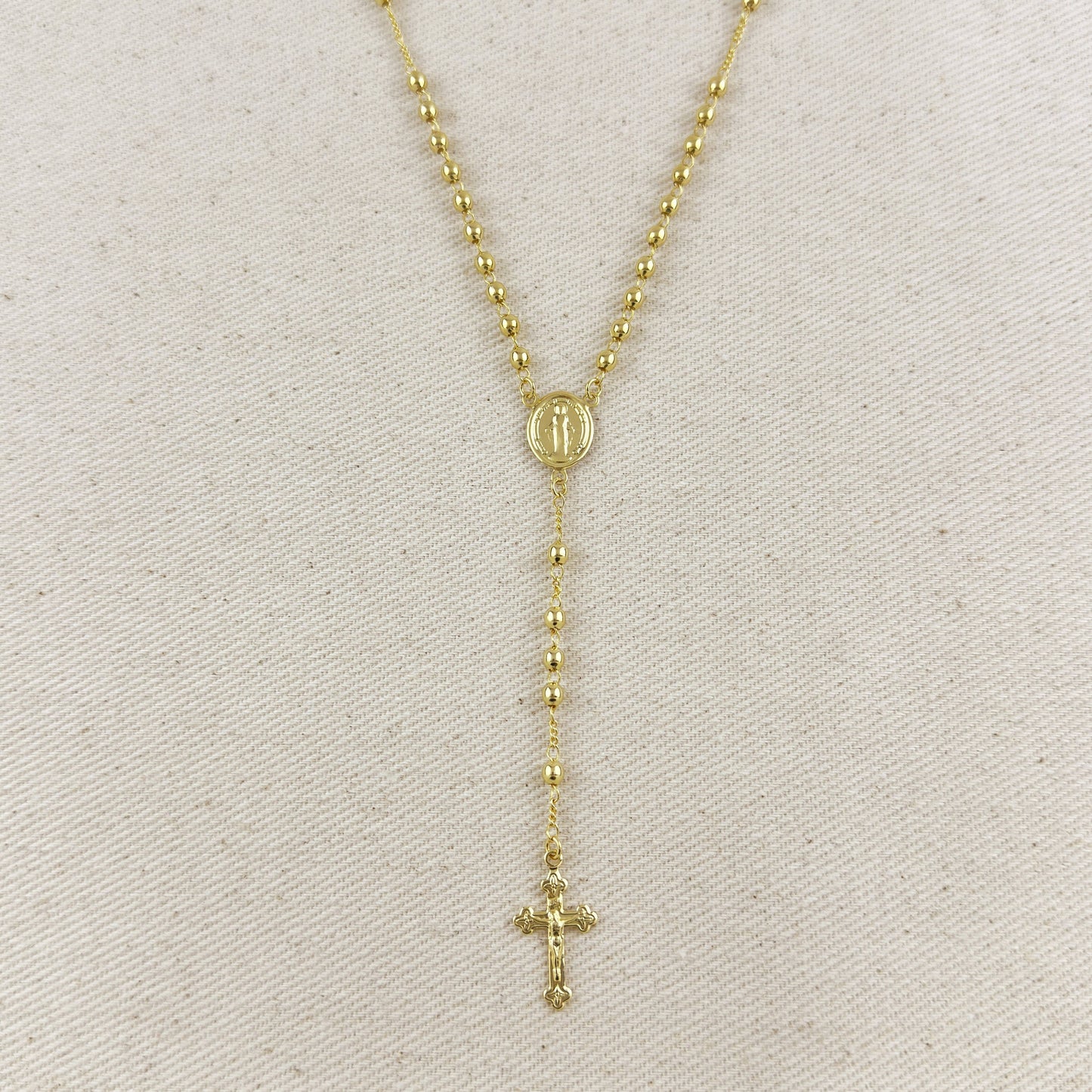 18k Gold Filled 3.3mm Rosary Necklace