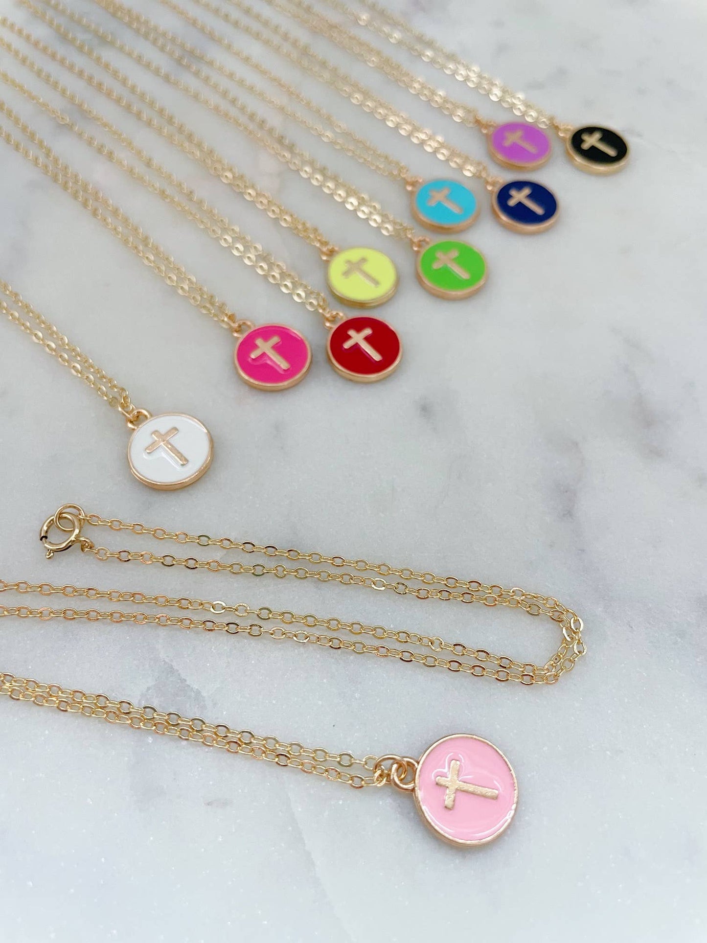 Colorful Cross Circle Necklace