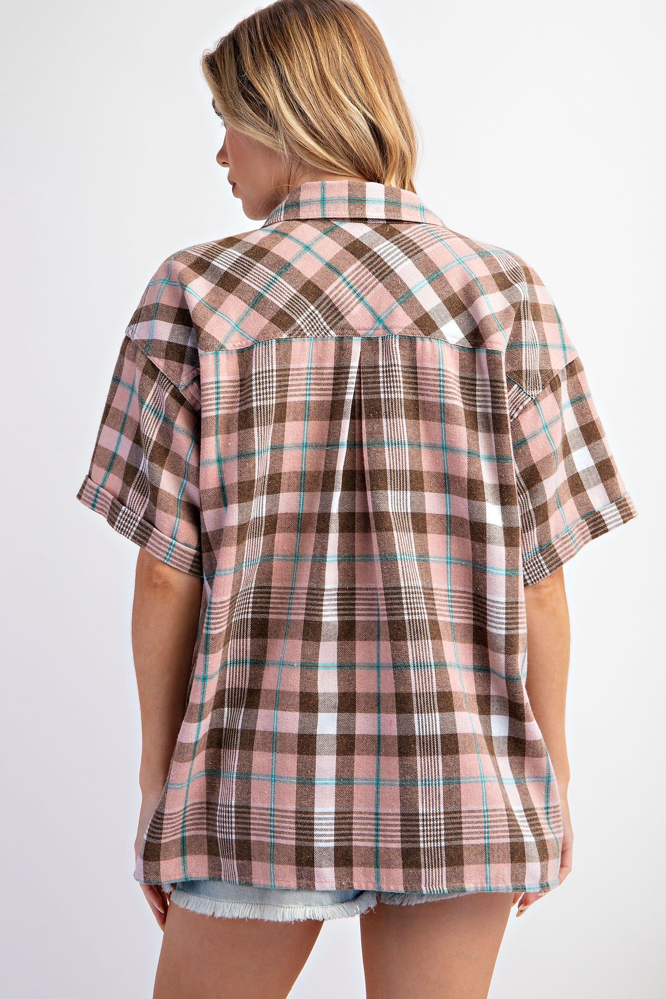 Short Sleeve Plaid Button Down