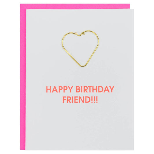 Happy Birthday Friend Paper Clip Heart Card