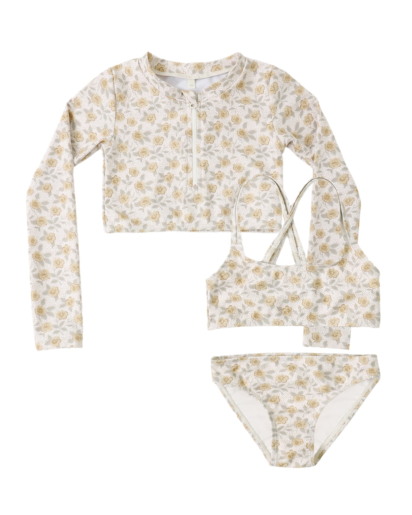 CROP RASHGUARD SET YELLOW FLORAL