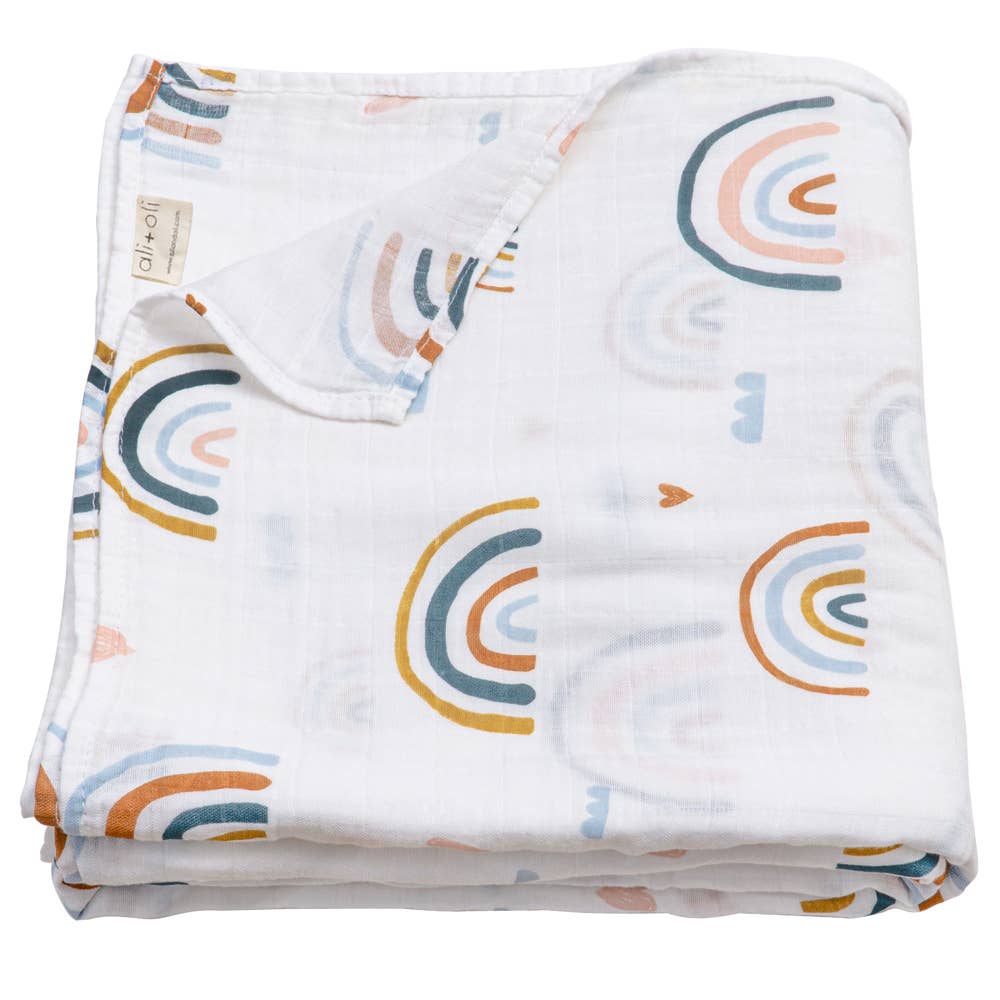 Muslin Swaddle Blanket - Rainbow