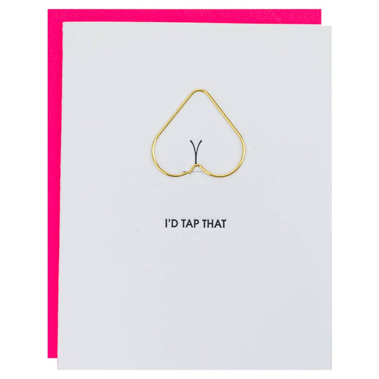 I'd Tap That - Heart Paper Clip Letterpress Greeting Card