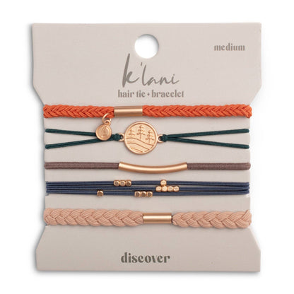 "Discover" Gold Pine Tree Charm Hair Tie Bracelets