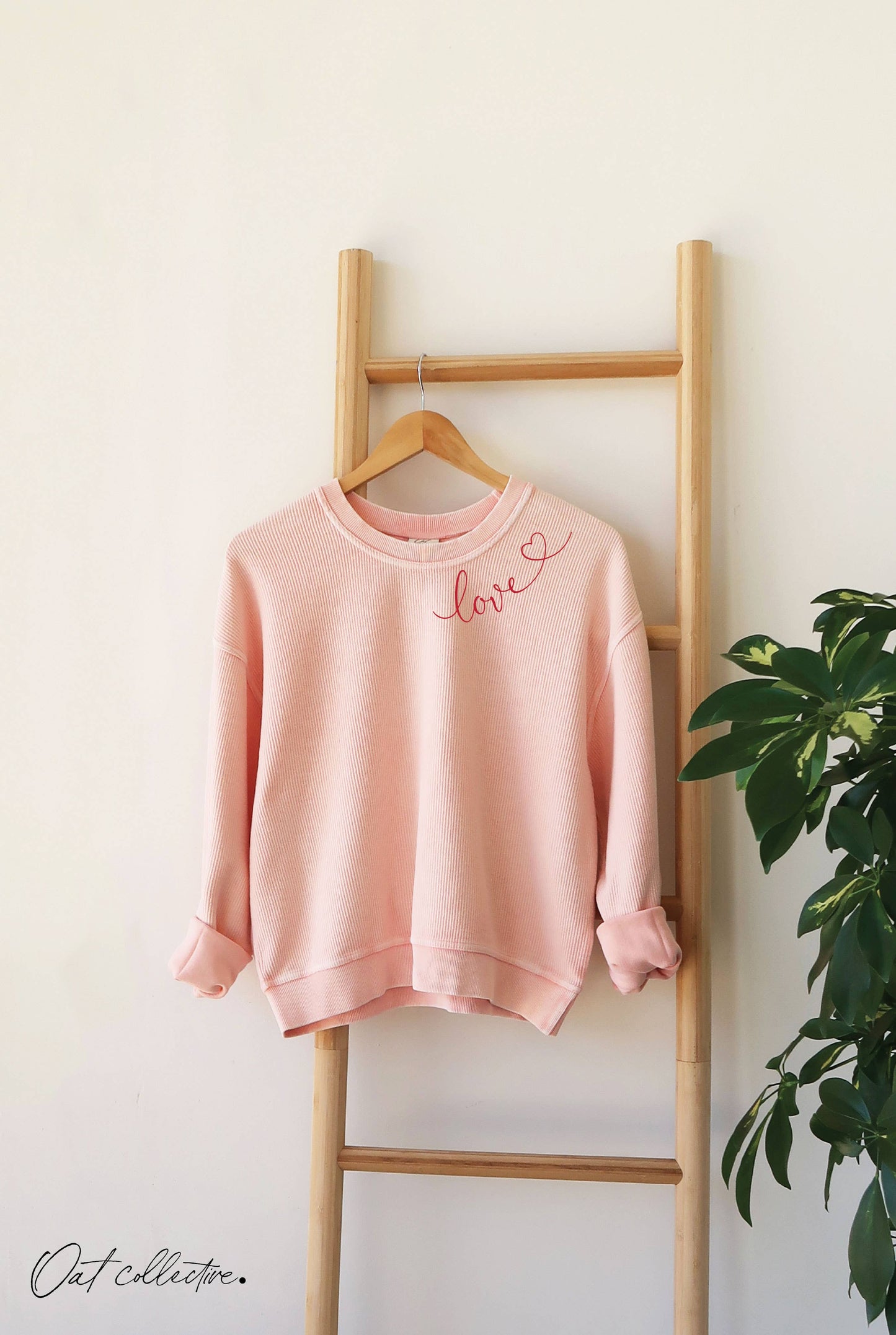 LOVE HEART NECKLINE Cropped Thermal Vintage Pullover