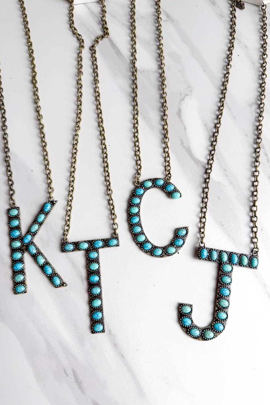 Blaze Initial Necklace- Bronze