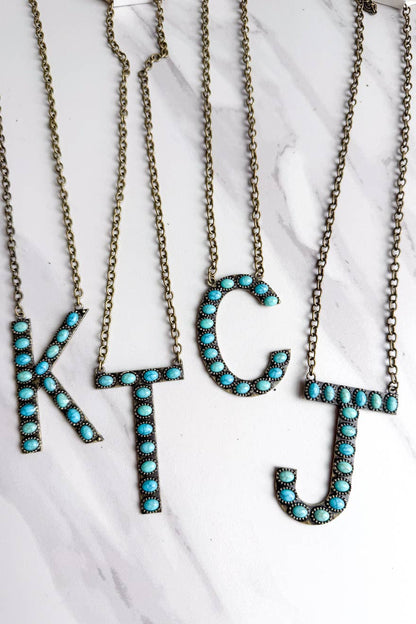 Blaze Initial Necklace- Bronze