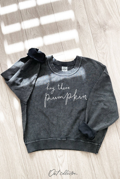 HEY THERE Cropped Thermal  Thermal Vintage Pullover