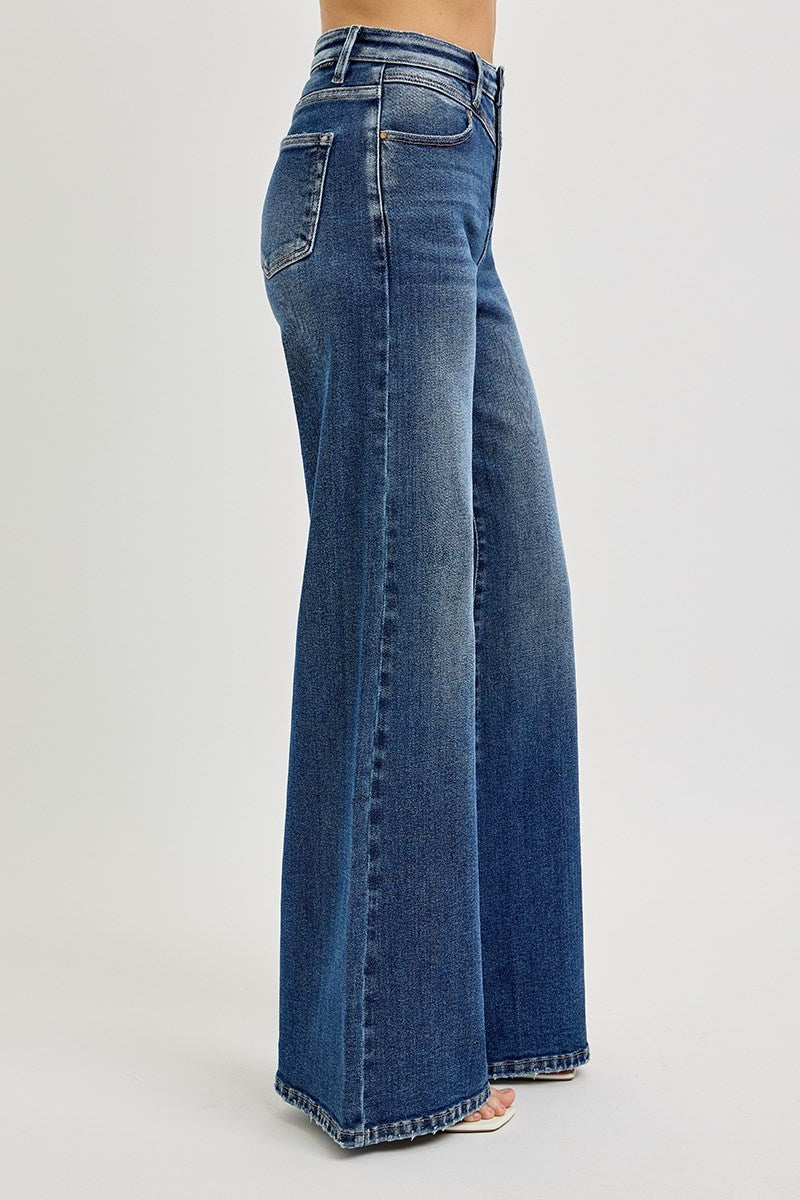 Front Yoke High Rise Wide Leg Jeans