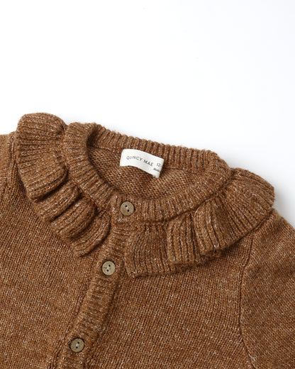 Heathered Cedar Ruffle Collar Cardigan