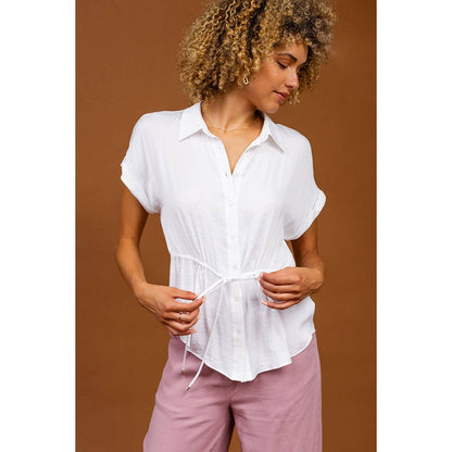 Button Up Shirt With Self Belt