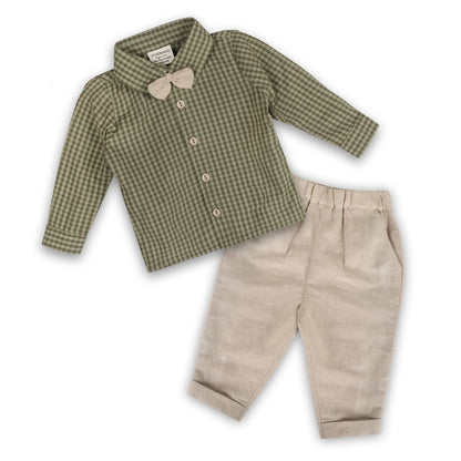 Gingham Shirt & Linen Pant Set