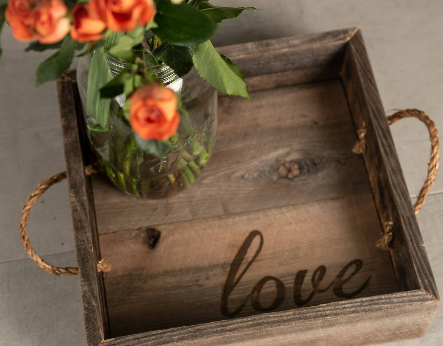 Rustic Reclaimed Wood Tray - Love Inside