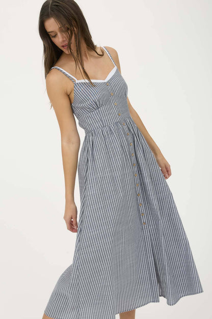 Striped Button Down Midi Dress