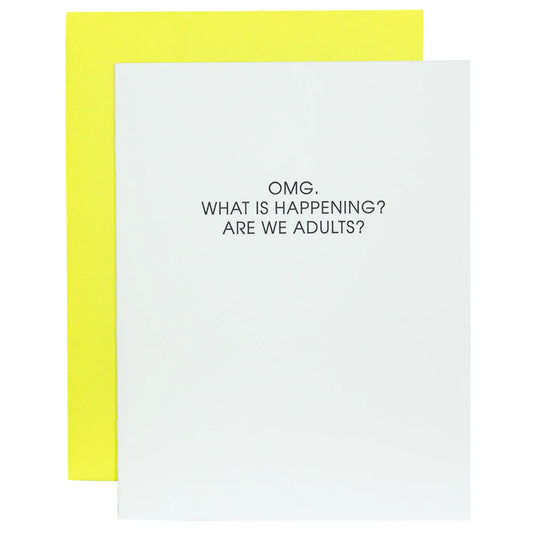 OMG Are We Adults Letterpress Card