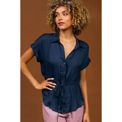 Button Up Shirt With Self Belt