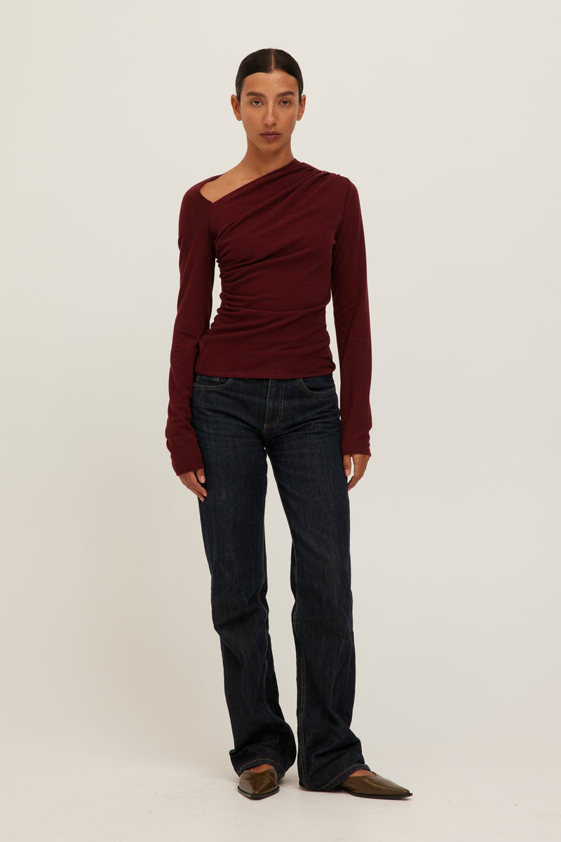 Project Social T Harlow long sleeve top in dark cherry | Pencie & Ginger