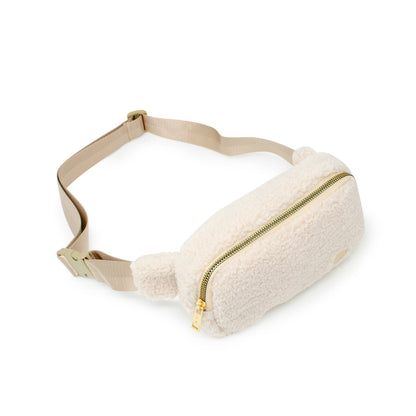 Fuzzy Beige Belt Bag