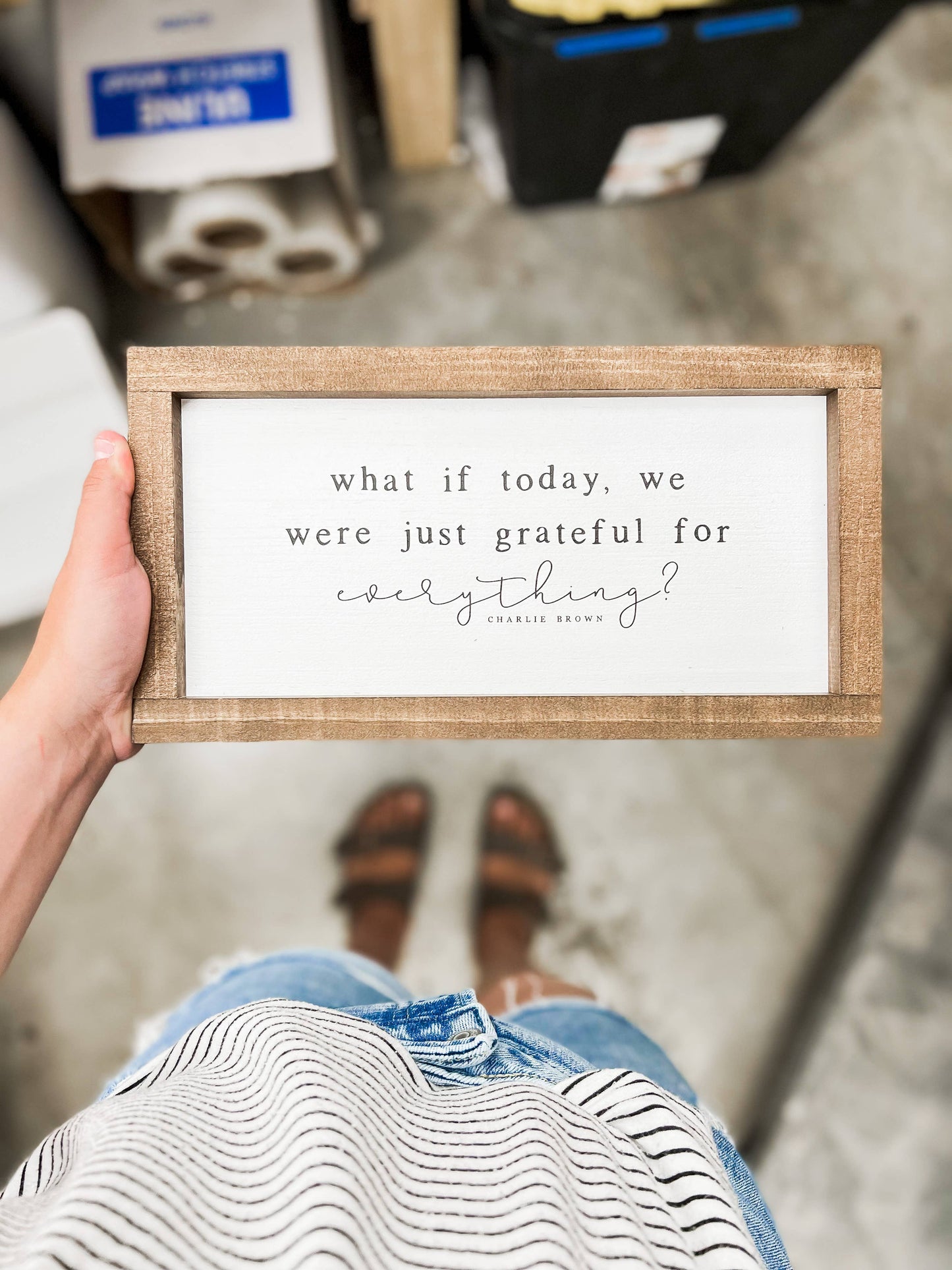 What If Today We Were Just Grateful Wall Art - White/Light Oak