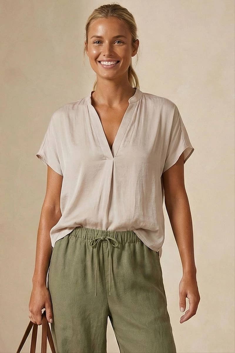 Drop Shoulder Regular Blouse - F