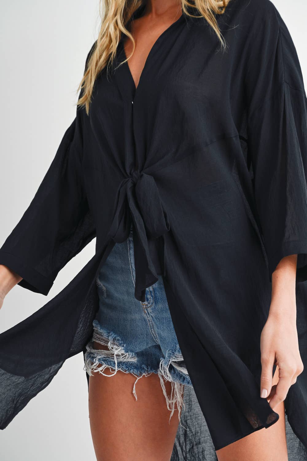 Tie-Front Dolphin Hem Tunic