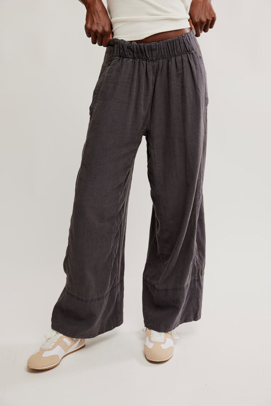 Days End Pull On Black Linen Pant