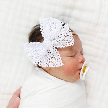 White Crochet Headband Bow