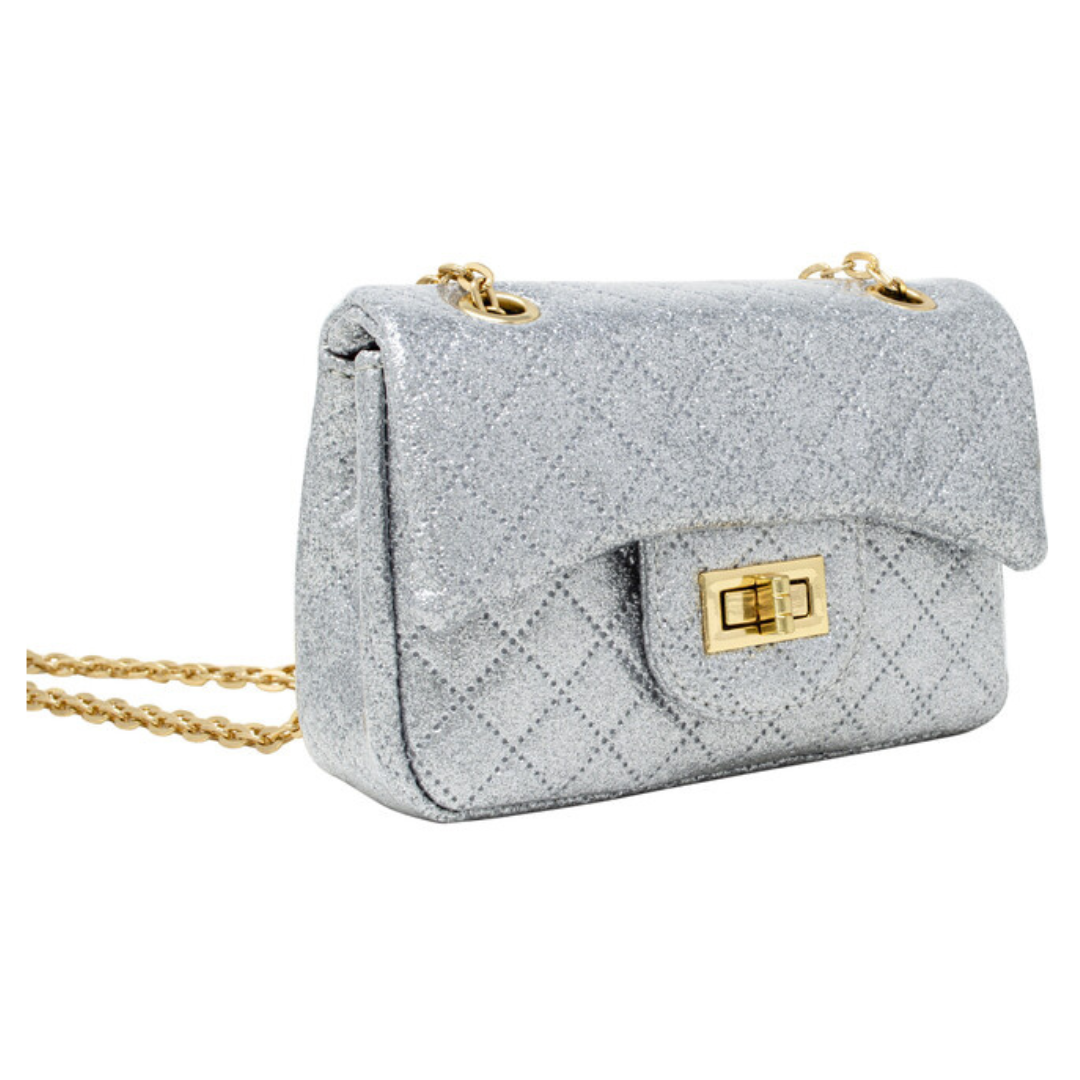 Classic Quilted Sparkle Mini Bag - Silver