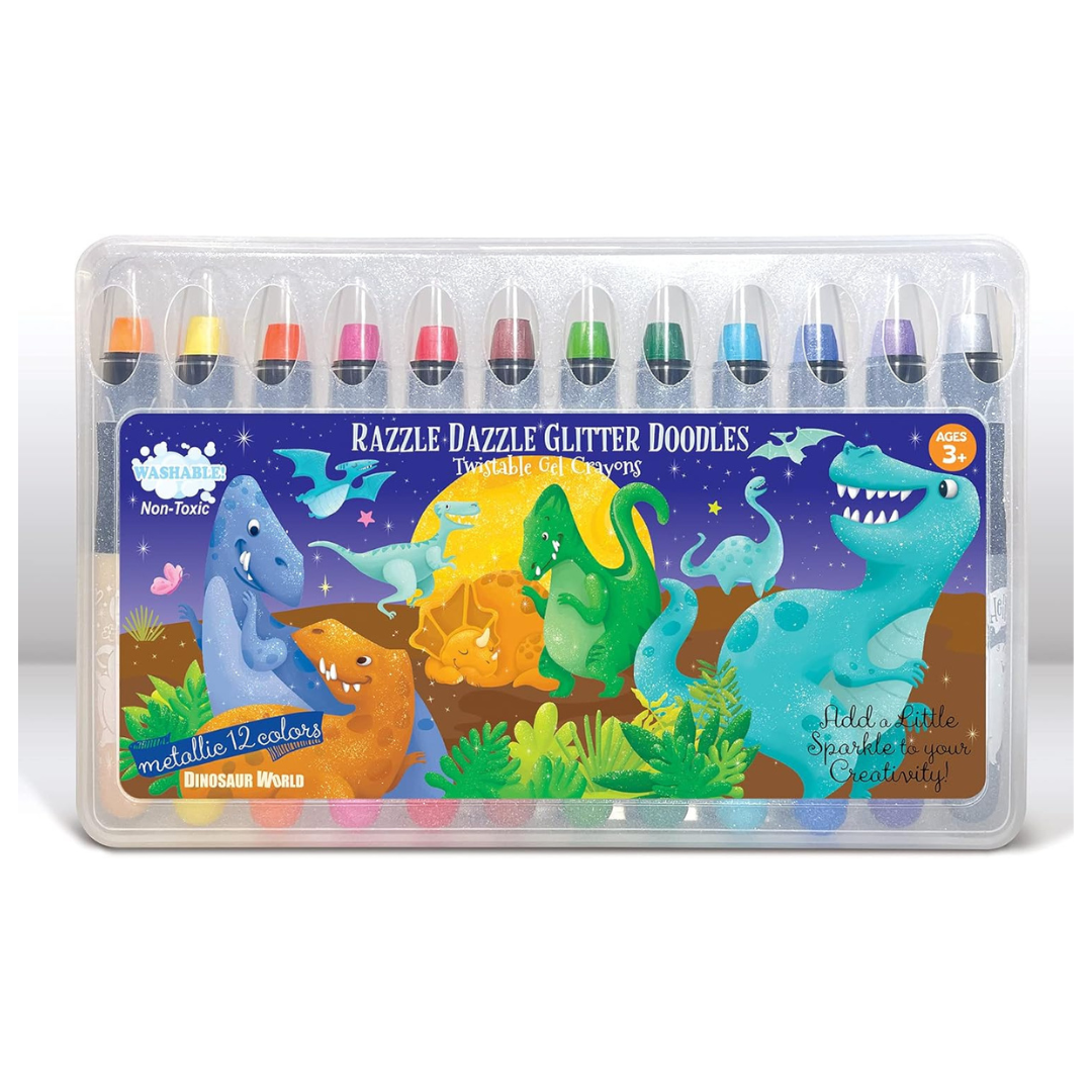 Dinosaur World Glitter Gel Crayons