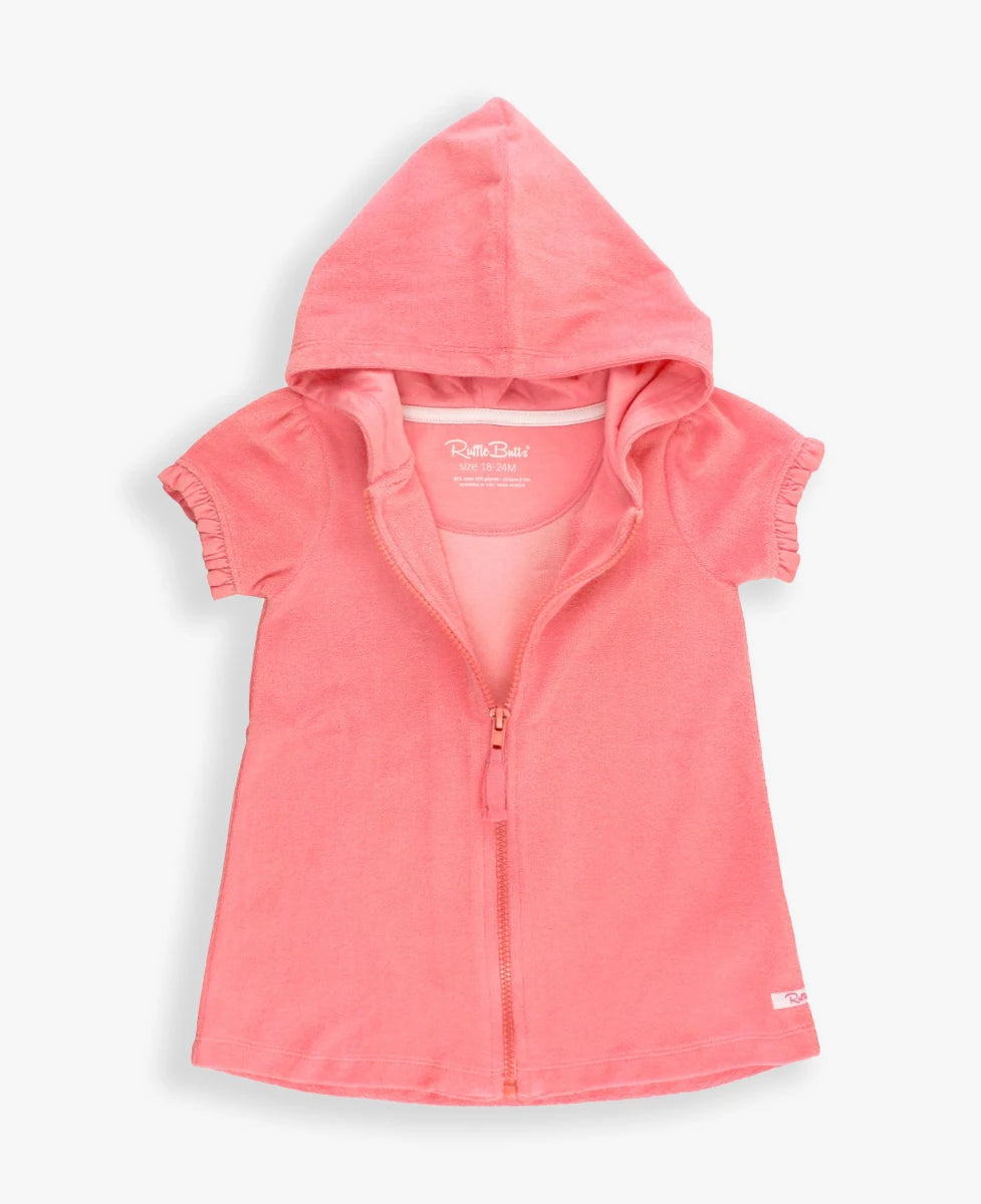 Ruffle Butts Terry Full Zip Cover-Up Bubblegum Pink