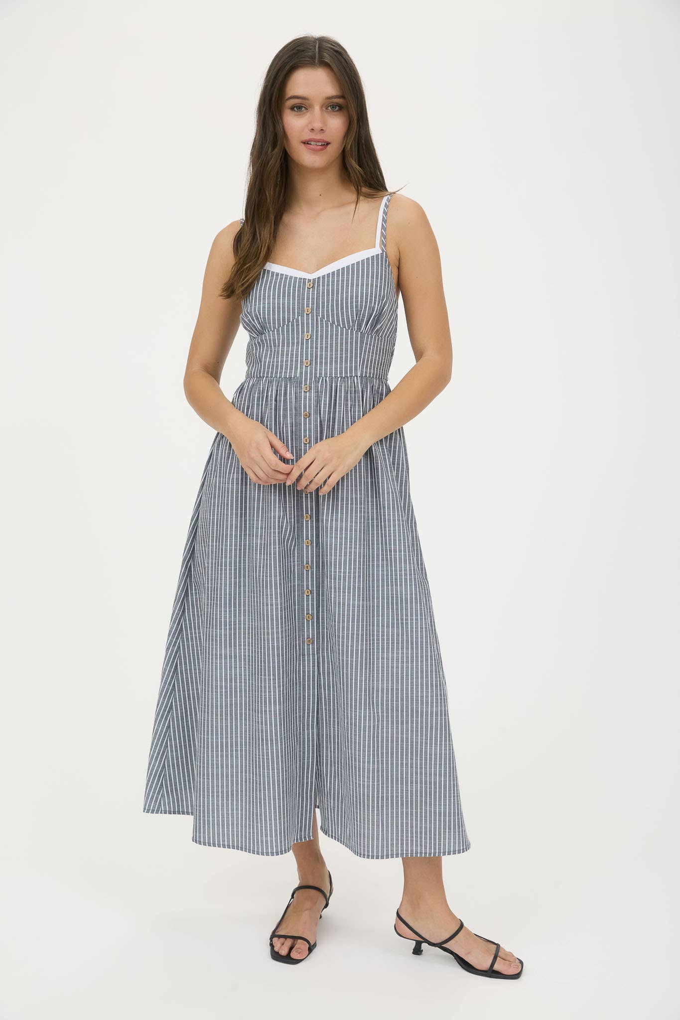 Striped Button Down Midi Dress