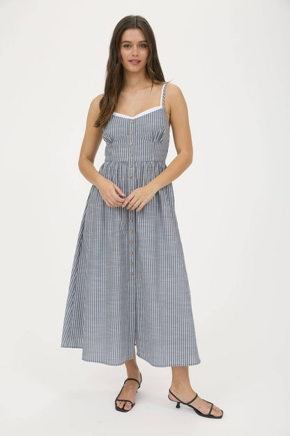 Striped Button Down Midi Dress